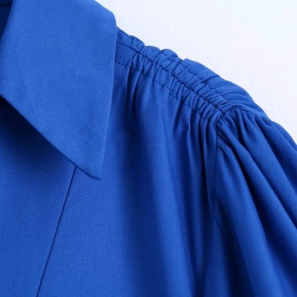 Hot Sale Women Blue Tiered Ruffle Midi Dress Female Puff Sleeve Clothes Casual Lady Loose Vestido D8305