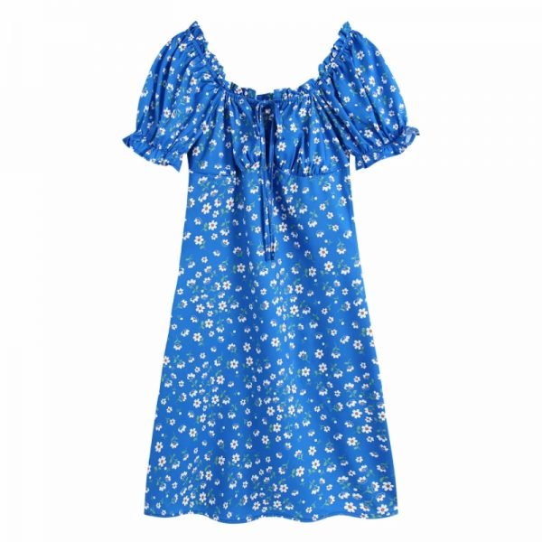 Summer Women Flower Printing Slash Neck Slim Mini Dress Female Short Sleeve Clothes Leisure Lady Vestido D8013