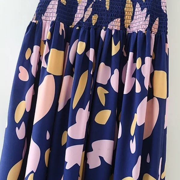 Summer Women Digital Printing O Neck Butterfly Sleeve Midi Dress Female Clothes Leisure Lady Loose Vestido D7927